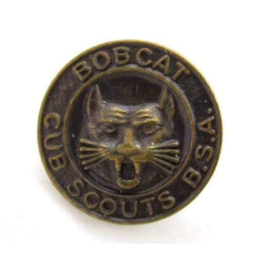 Old Solid Brass Bobcat‎ Cub Scouts B.S Vintage Lapel Hat Tie Tack Pin*Jewelry